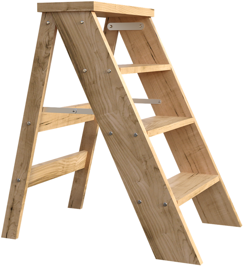 A Wooden Ladder With Four Steps