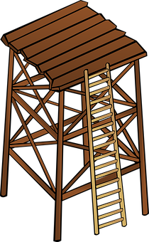 A Wooden Ladder On A Tower