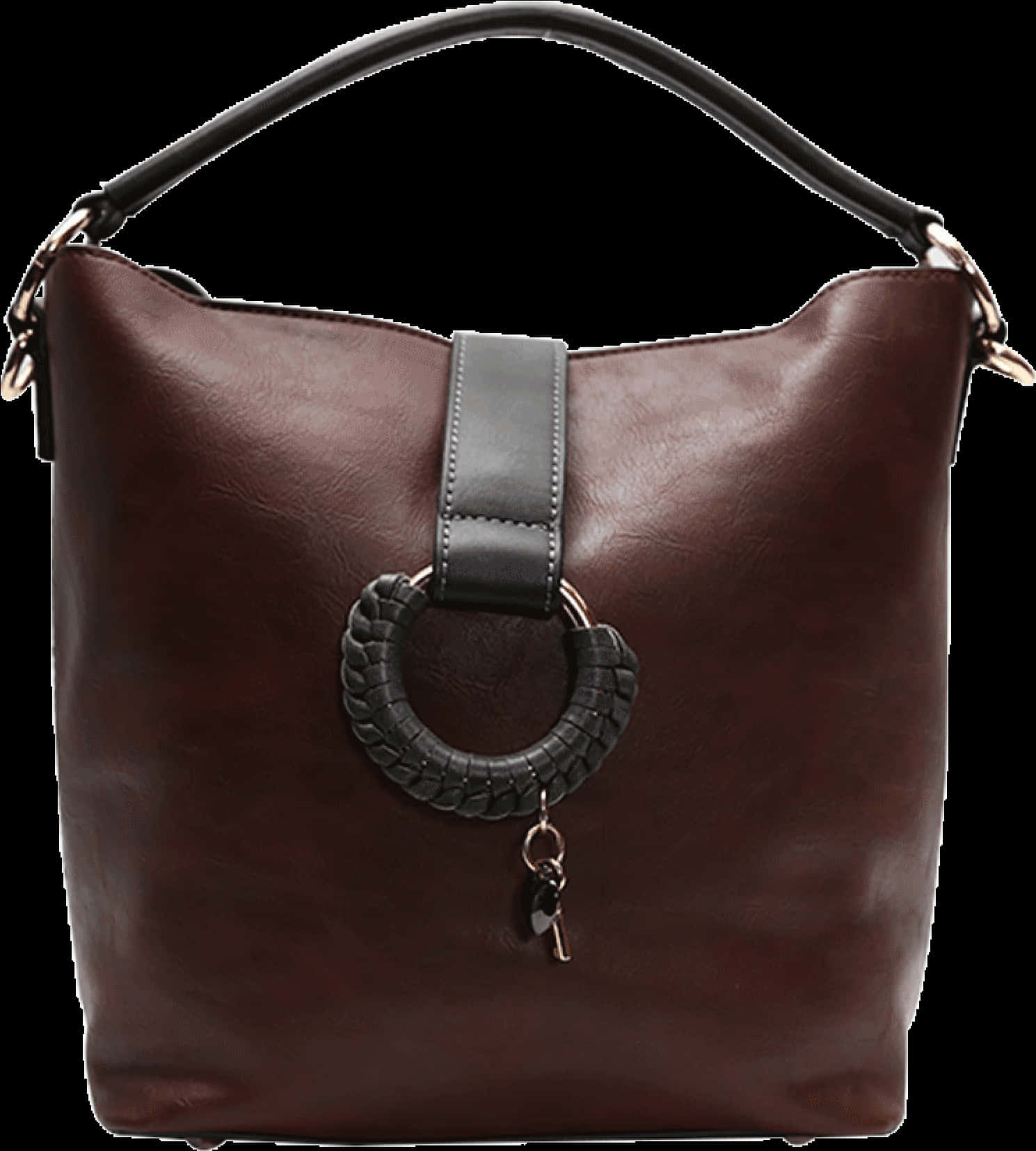 A Brown Purse With A Black Handle