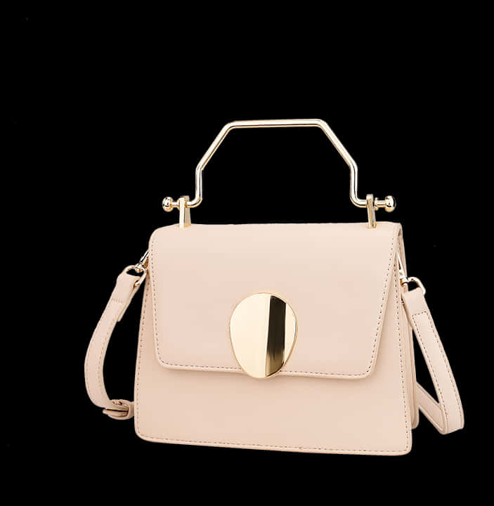 A White Purse With A Gold Handle