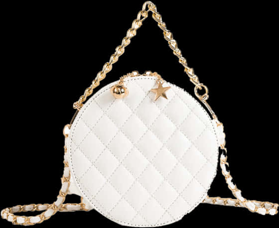 A White Bag With Gold Chains