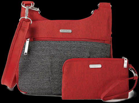 A Red And Grey Purse