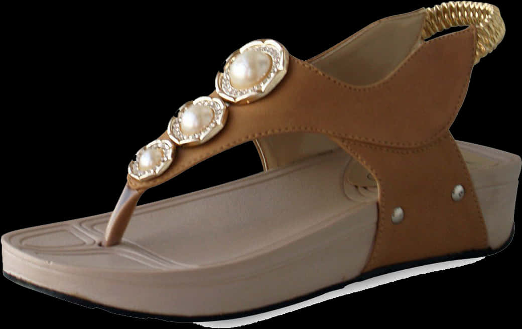 Ladies Chappal With Pearls Design
