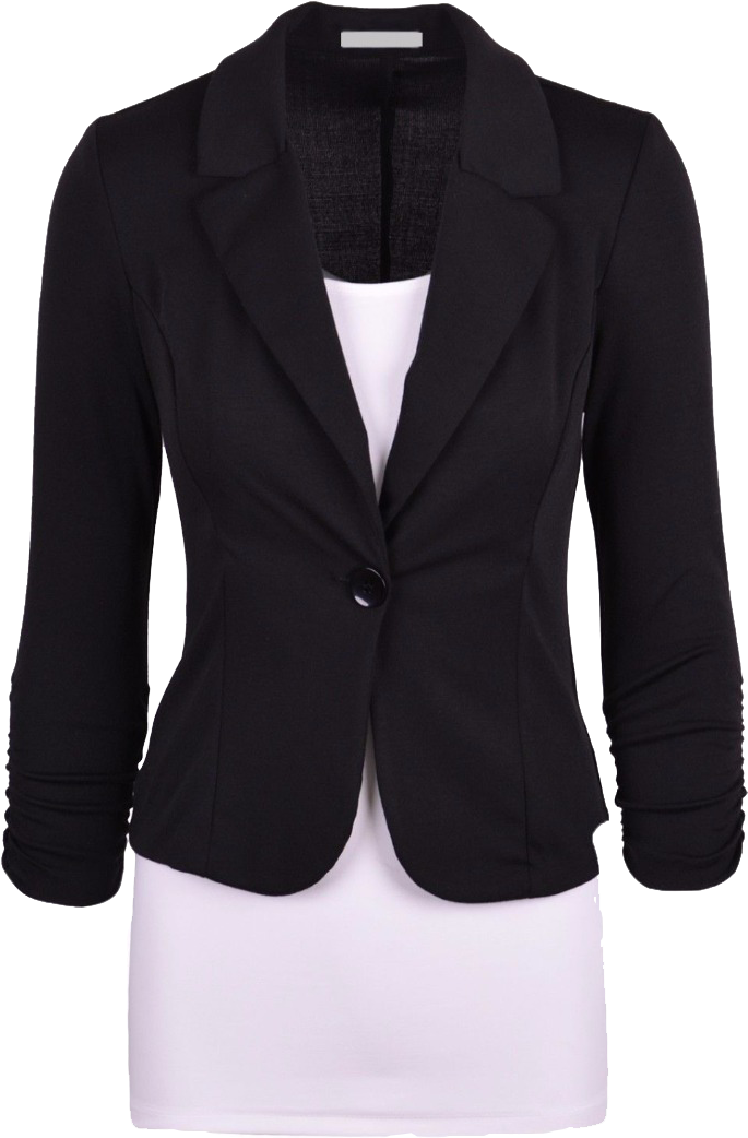 A Black Jacket With A White Shirt
