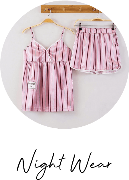 A Pink Striped Pajamas And Shorts