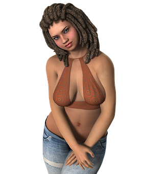 A Woman With Dreadlocks Wearing A Garment Top And Shorts