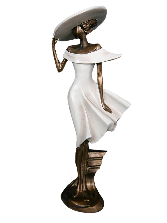 A Statue Of A Woman Wearing A Hat