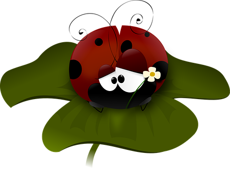 A Cartoon Ladybug On A Leaf