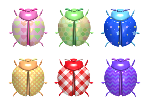 Six Colorful Ladybug 3d Models