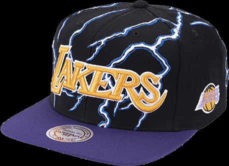 A Black And Purple Baseball Cap With Lightning Design