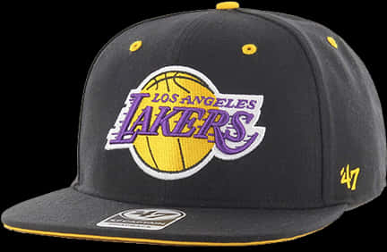 A Black And Yellow Hat With Purple Logo