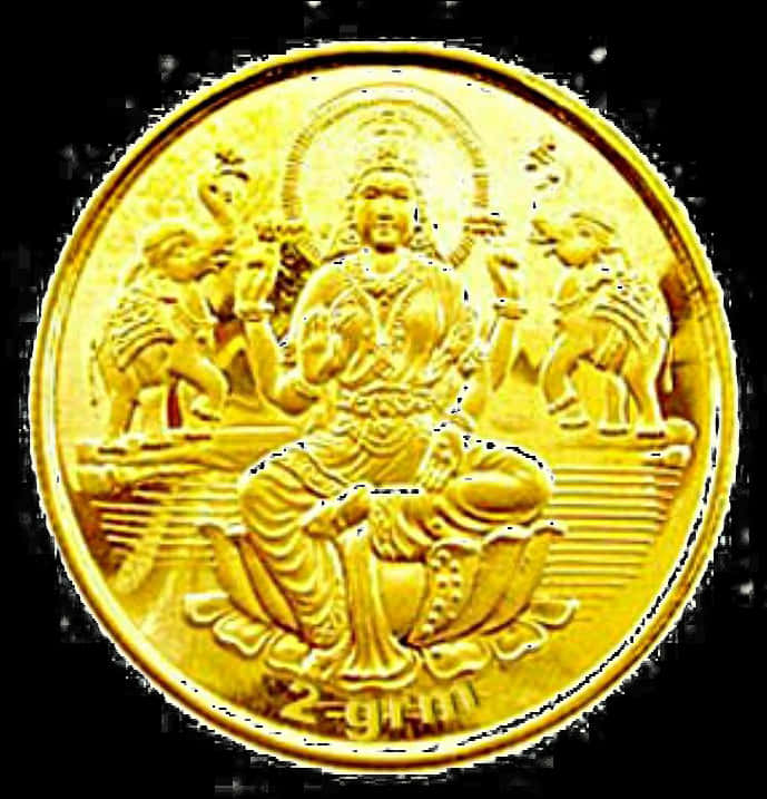 A Gold Coin With A Picture Of A Woman On It