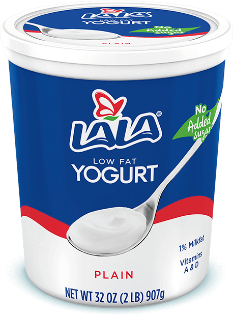 A Container Of Yogurt With A Blue Lid