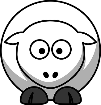 A Cartoon Sheep With Black And White Background