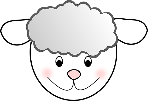 A Cartoon Sheep Face With A Black Background