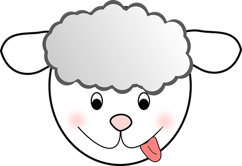A Cartoon Sheep With Its Tongue Out