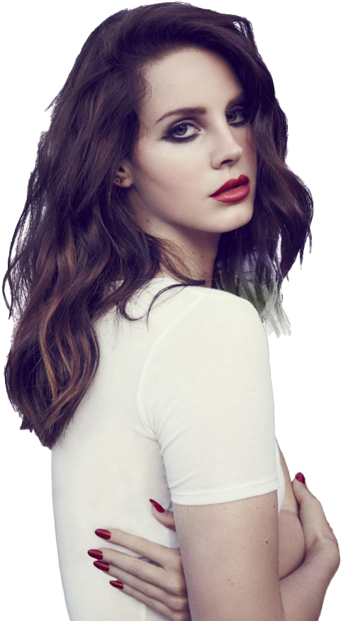 A Woman With Long Brown Hair And Red Lipstick