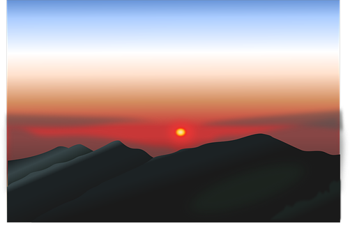 A Sunset Over A Mountain Range