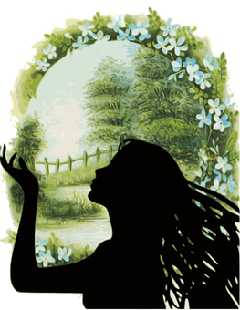 A Silhouette Of A Woman With Her Hands Up