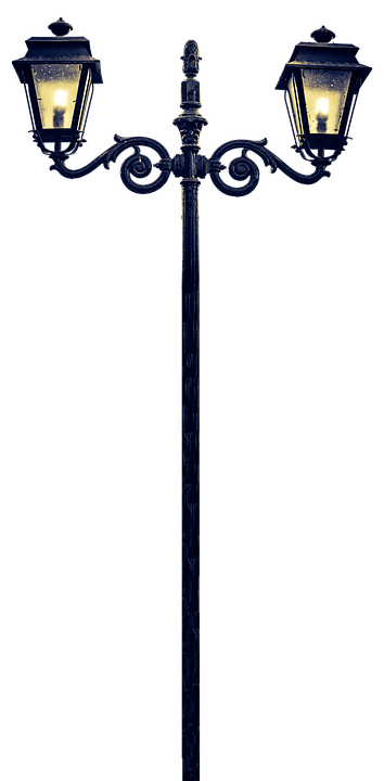 A Blue Pole With A Light On It