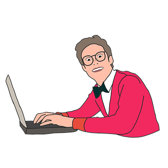 A Man In A Bow Tie Using A Laptop