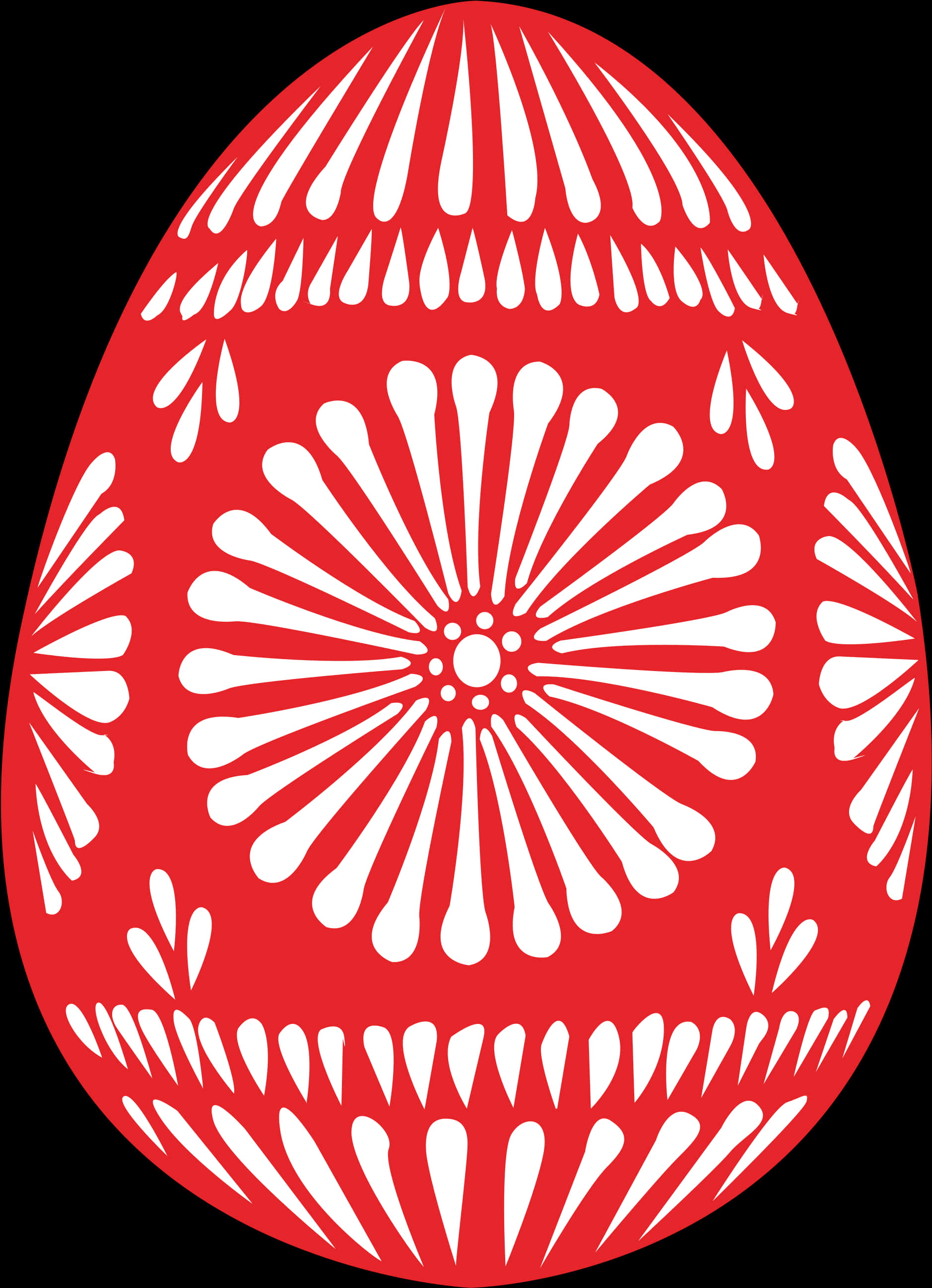 A Red And White Egg With White Design
