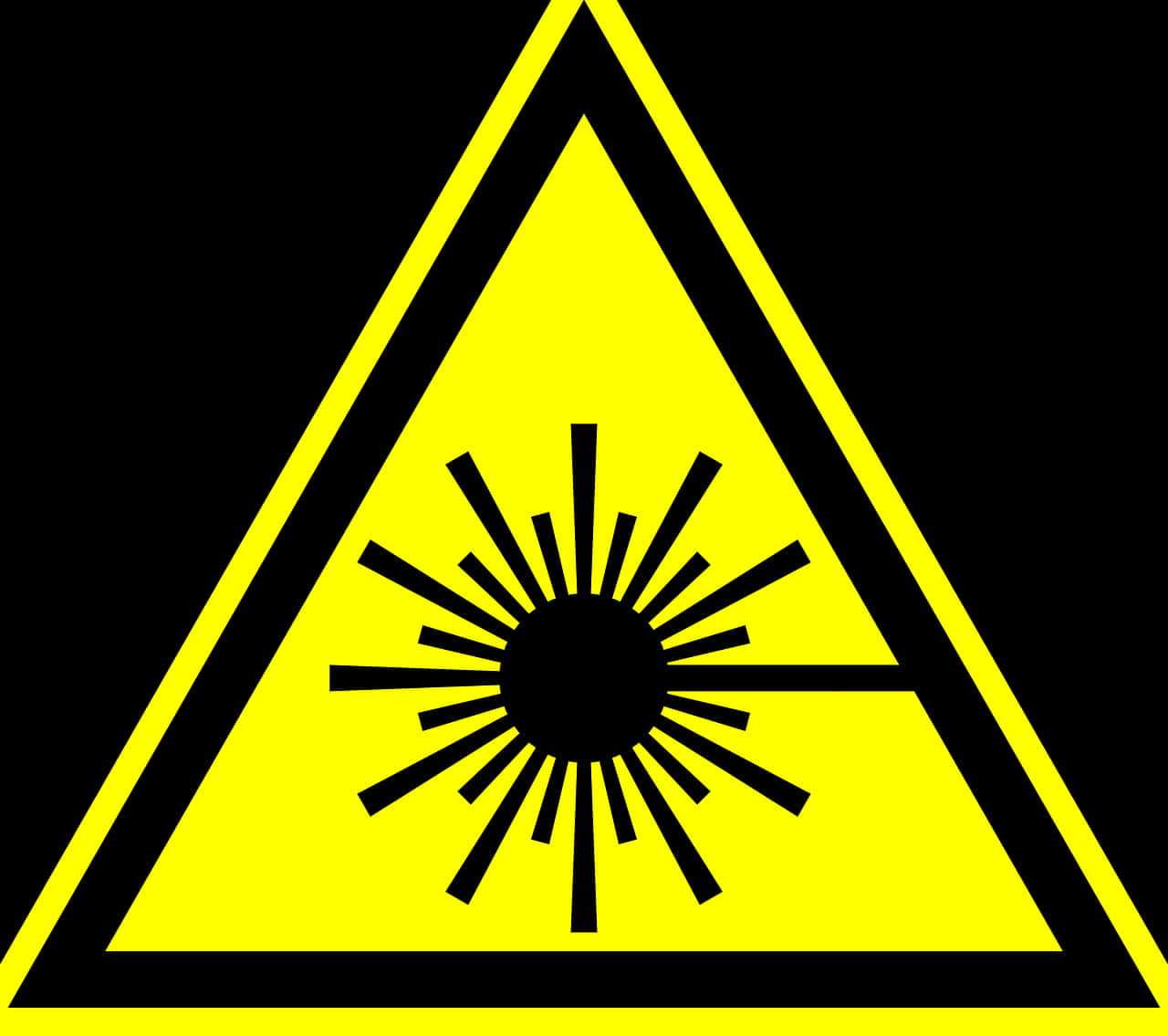 A Yellow Triangle With A Black Sun In The Center