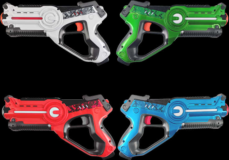 A Group Of Colorful Plastic Toy Guns