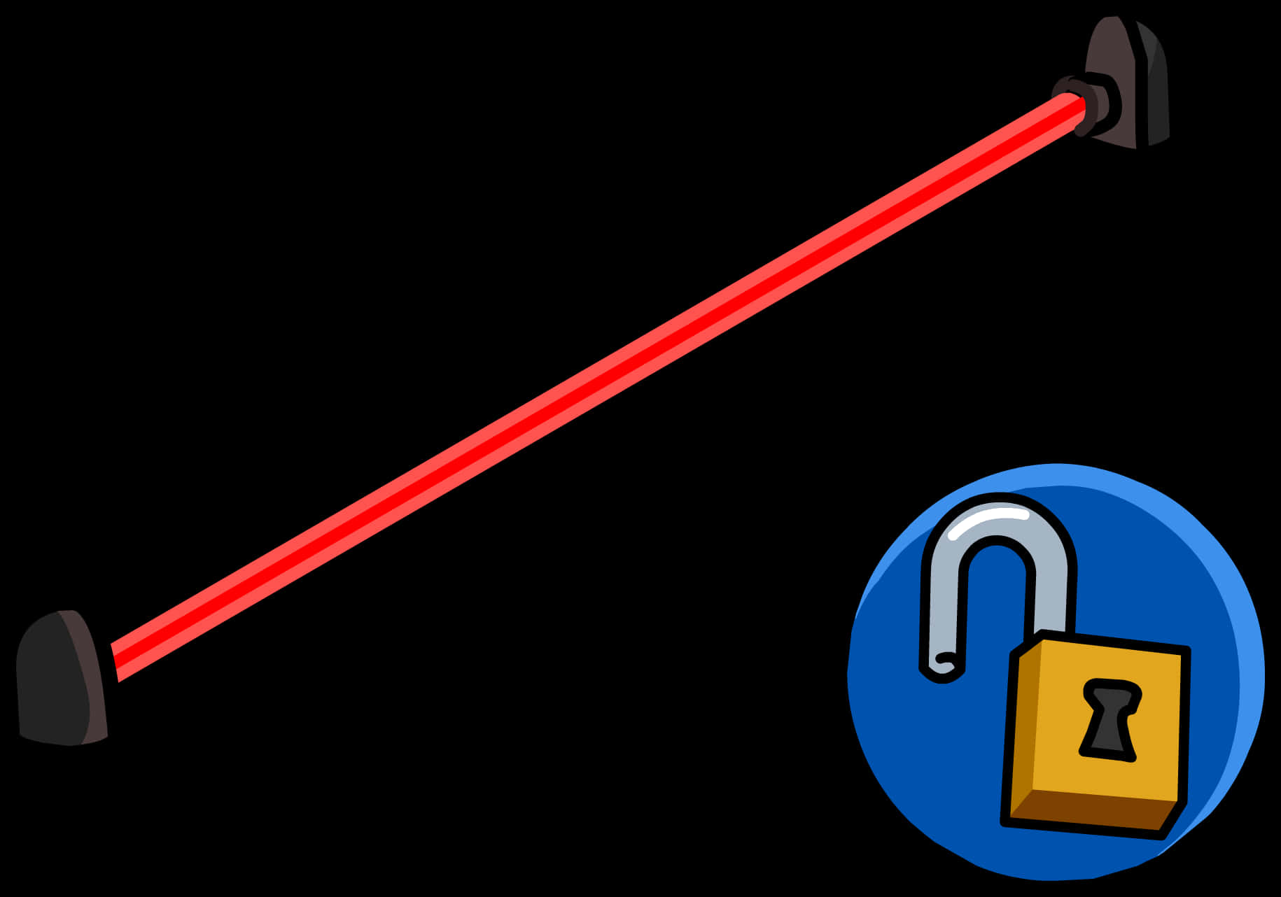 A Red Light Saber With A Padlock