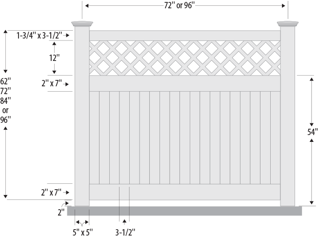 Lattice Top Solid Privacy Fence Specs - Okayama, Hd Png Download