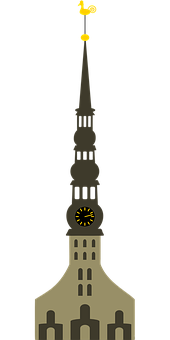 A Clock Tower With A Pointed Top