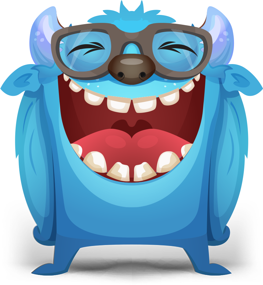 Cartoon Blue Monster With Glasses