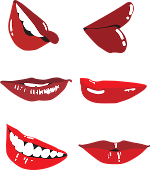 A Group Of Lips With Different Teeth