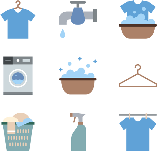 A Collection Of Icons Of Clothes And Laundry