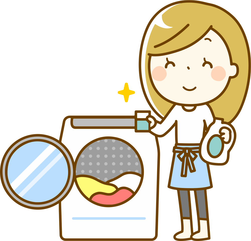 A Cartoon Of A Woman Holding A Washing Machine