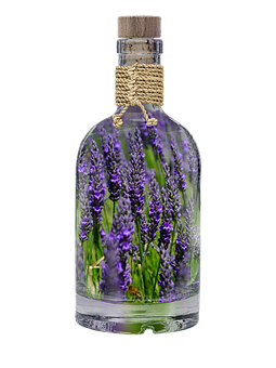 A Bottle With Purple Flowers Inside