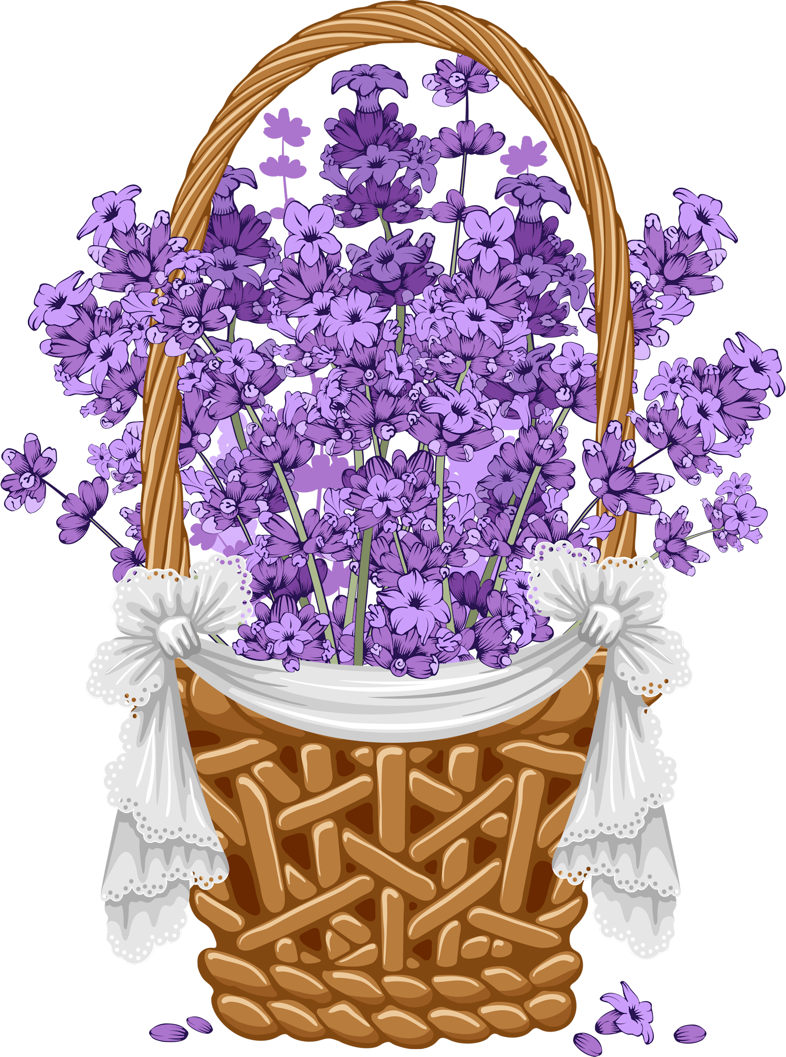 A Basket Of Purple Flowers