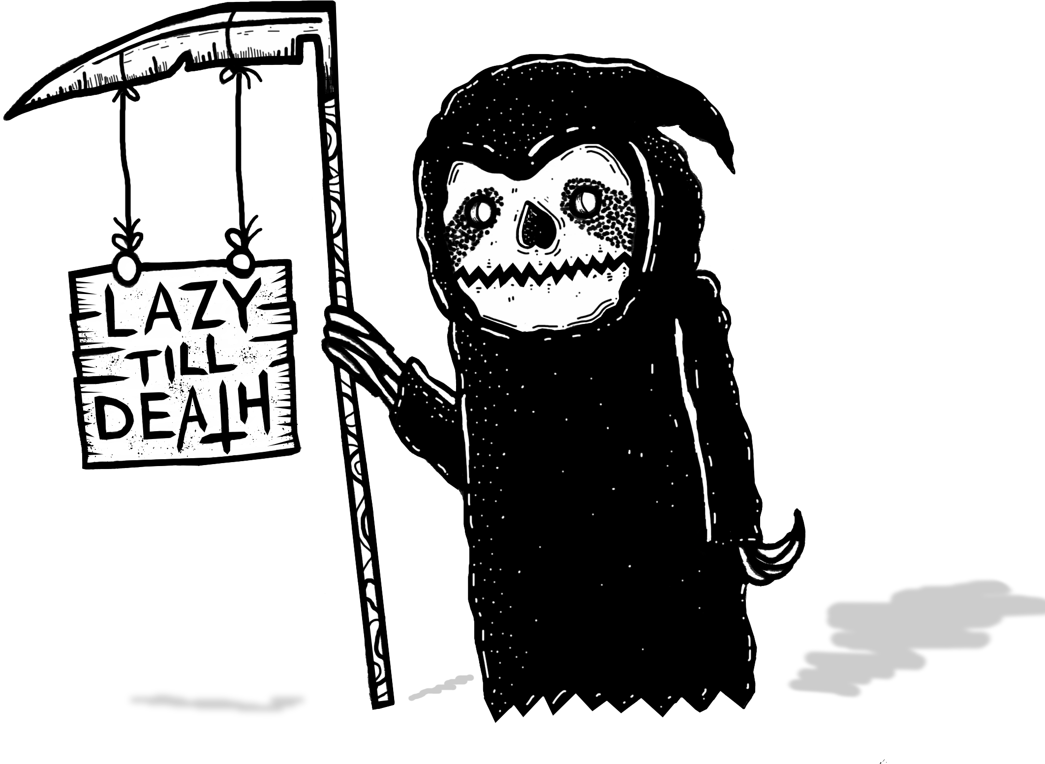 Lazy Till Dea✝h Illustration Scythe Reaper Sloths Surrealism - Cartoon, Hd Png Download