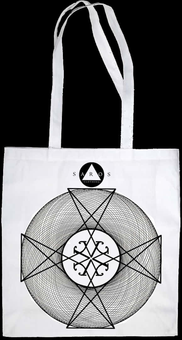 A White Bag With A Black And White Design