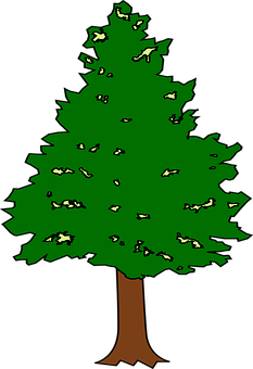 A Green Tree With White Spots On It