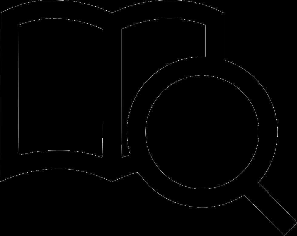 A Black Outline Of A Book And A Magnifying Glass