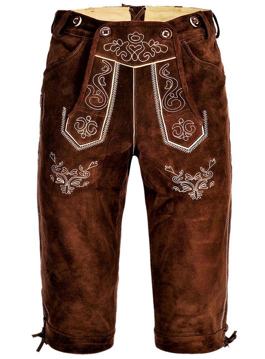 A Brown Pants With White Embroidery
