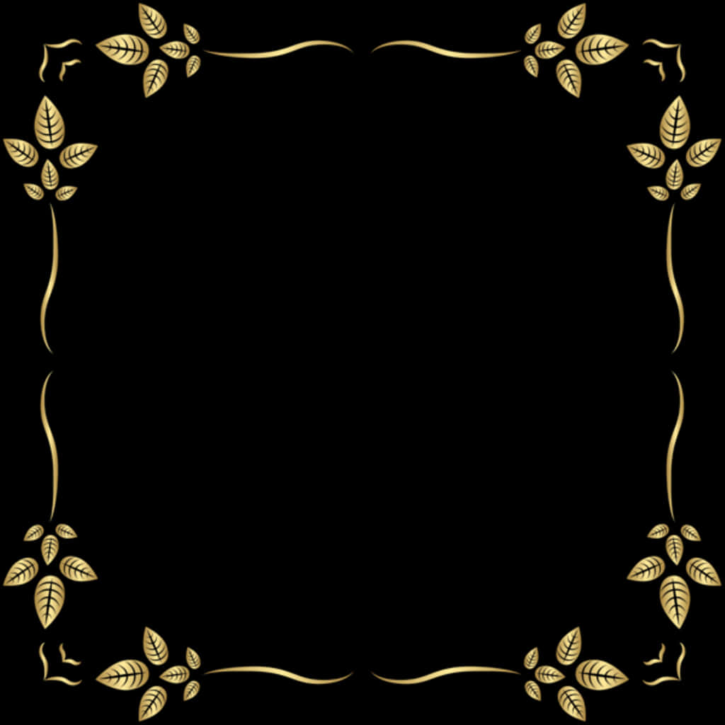 A Gold Leafy Frame With Black Background