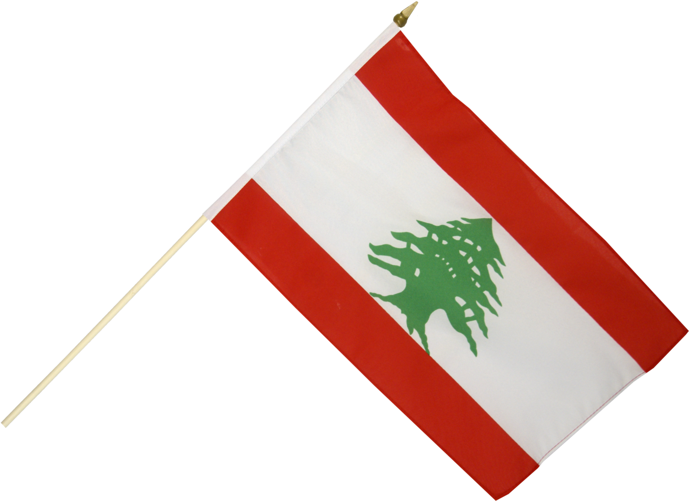 A Red And White Flag With A Green Tree On It