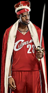 A Man In A Red Jersey Holding A Sword