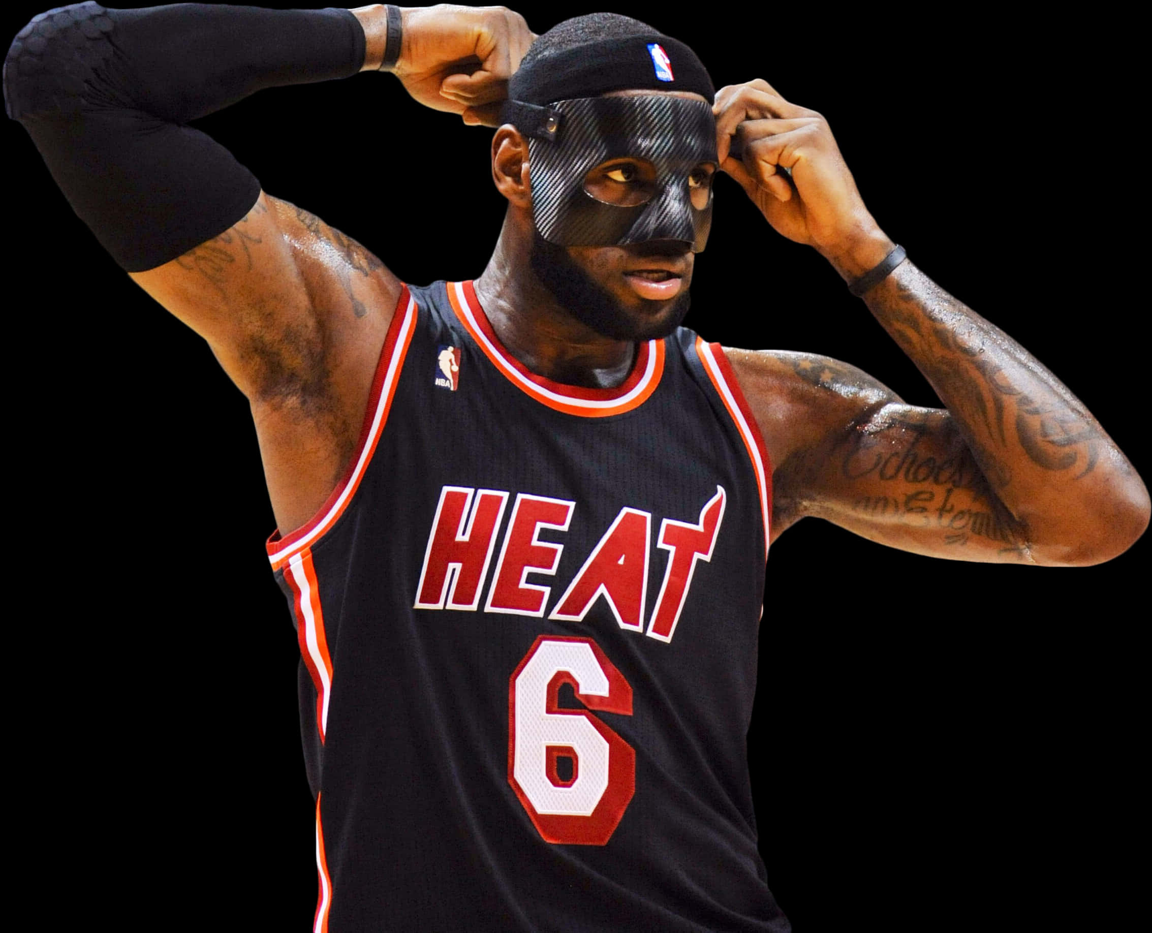 Lebron James With Mask Guard