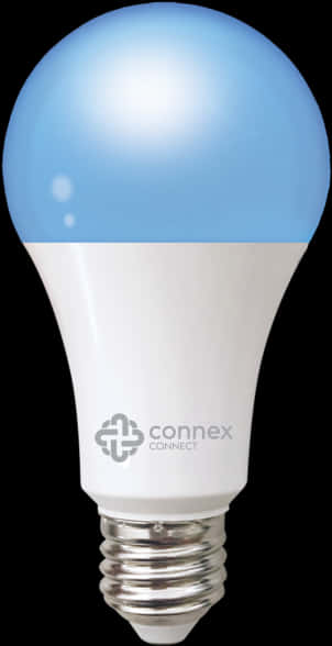 A Light Bulb With A Blue And White Base