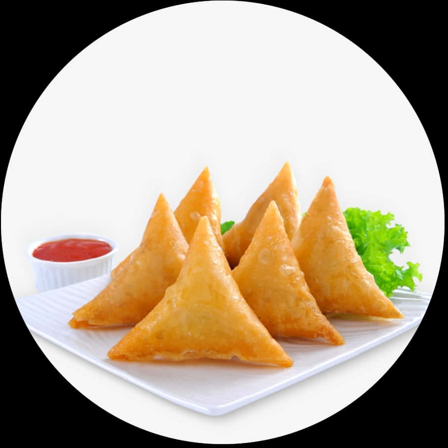 Samosa On A Square White Plate