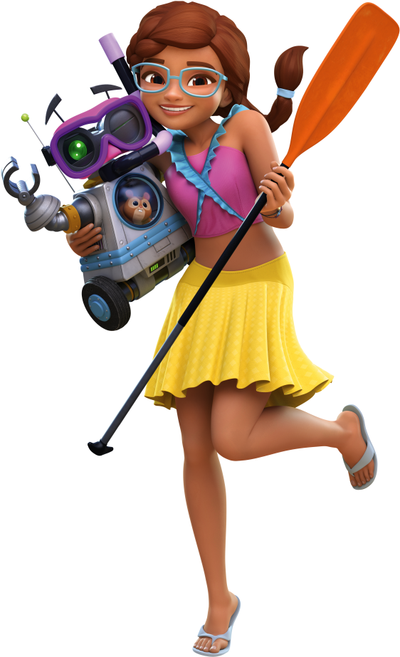 A Cartoon Character Holding A Robot