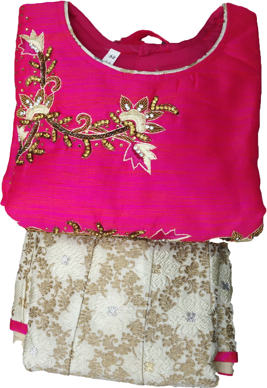 A Pink And White Sari